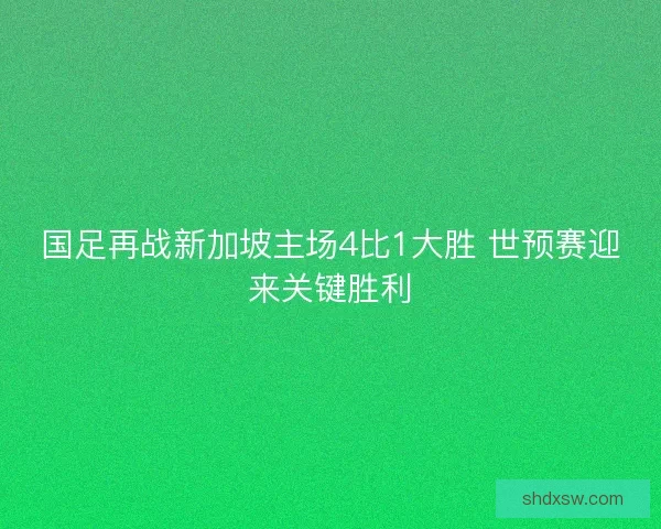 国足再战新加坡主场4比1大胜 世预赛迎来关键胜利