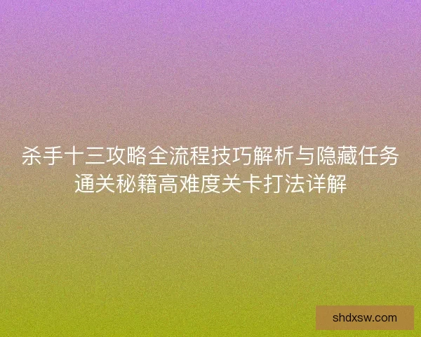 杀手十三攻略全流程技巧解析与隐藏任务通关秘籍高难度关卡打法详解