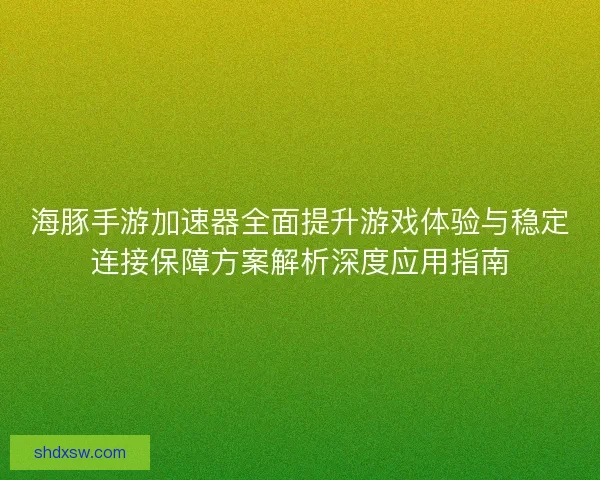 海豚手游加速器全面提升游戏体验与稳定连接保障方案解析深度应用指南