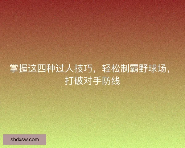 掌握这四种过人技巧，轻松制霸野球场，打破对手防线